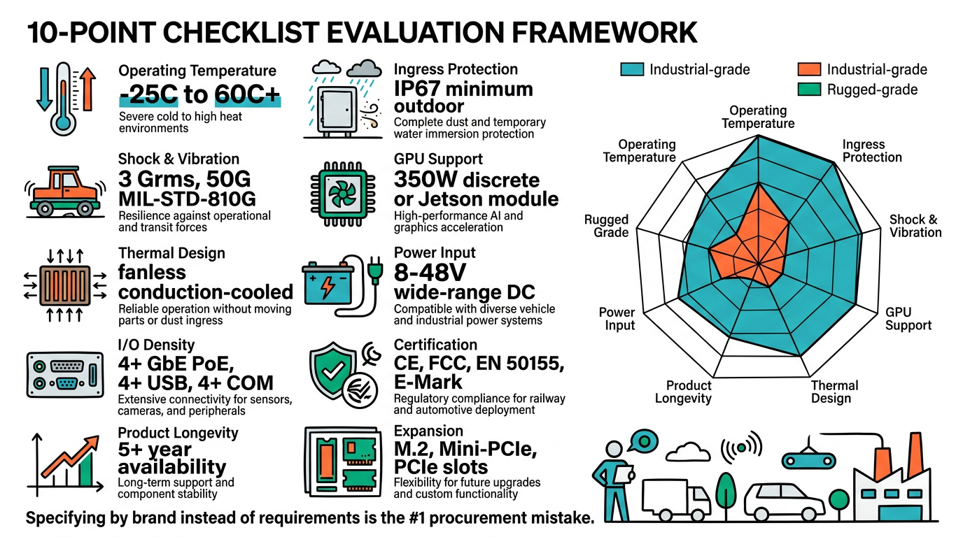 10-point evaluation framework for selecting rugged edge AI computers across environmental criteria
