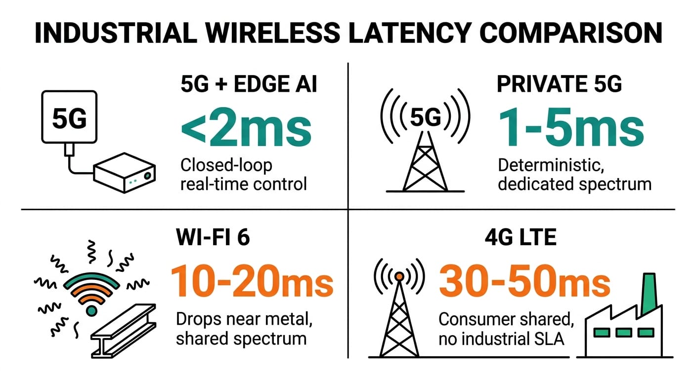 5G vs Wi-Fi 6 vs 4G LTE: Industrial Latency Comparison