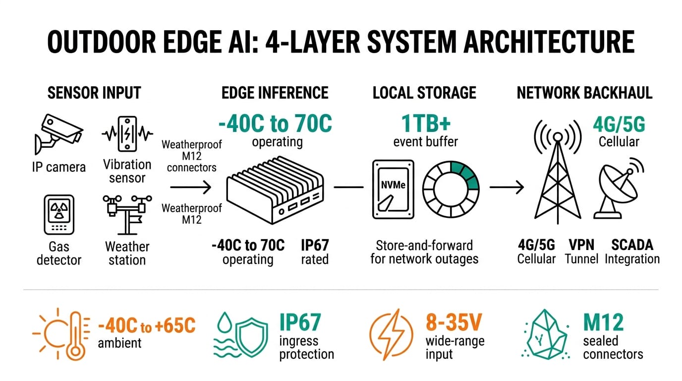 Outdoor Edge AI Four-Layer System Architecture