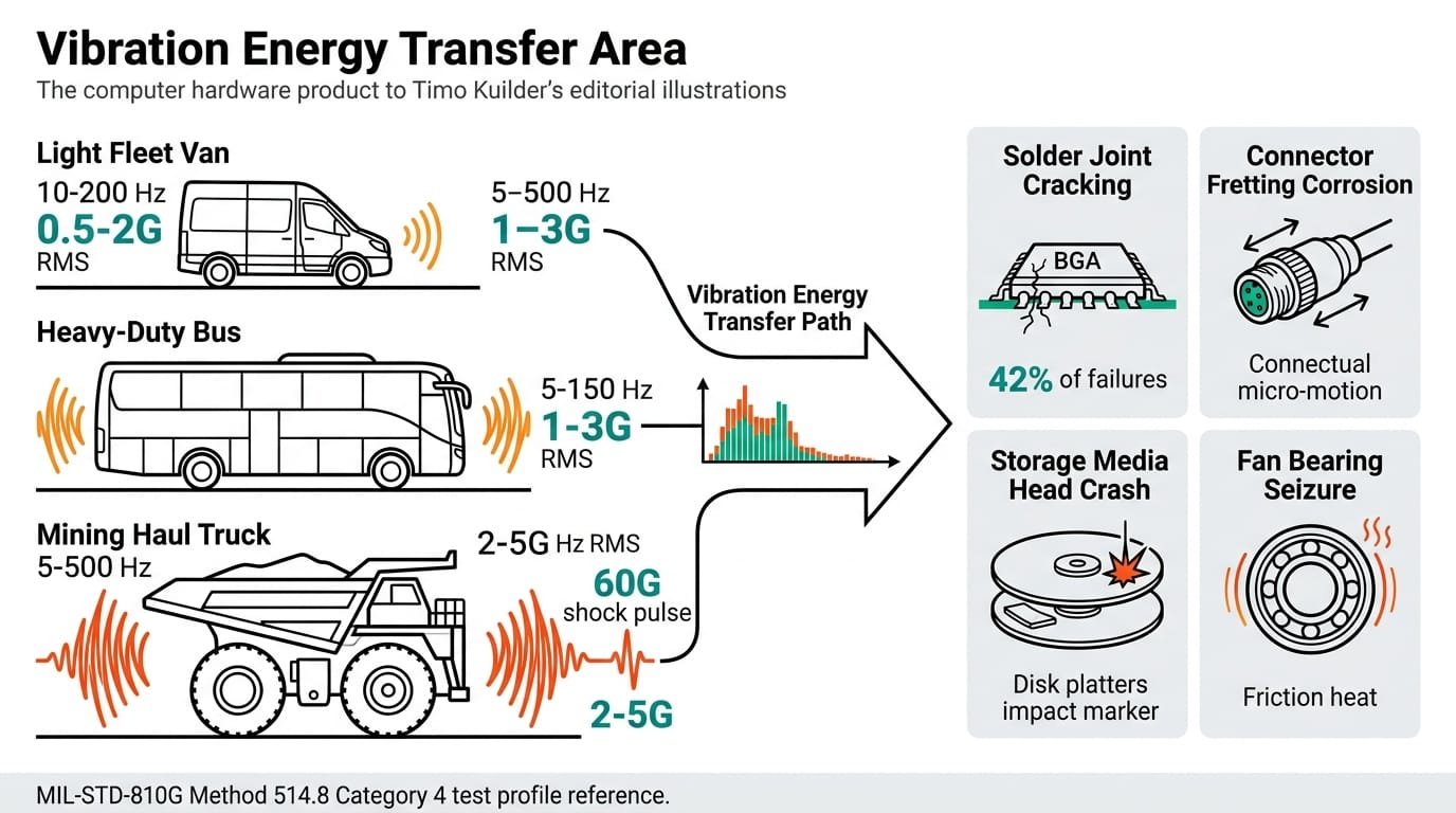 Vehicle vibration failure modes across fleet, mining, and construction applications