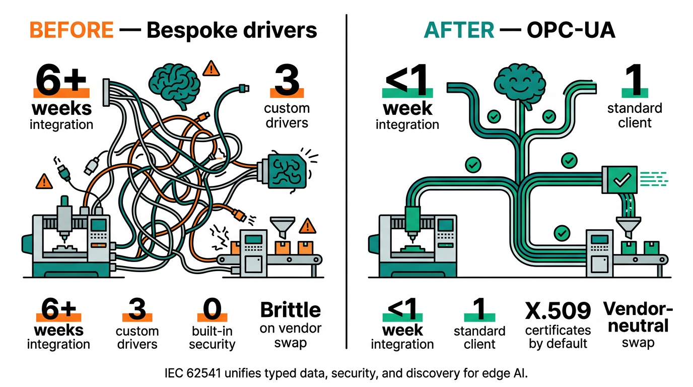 Before vs After: edge AI deployments with and without OPC-UA