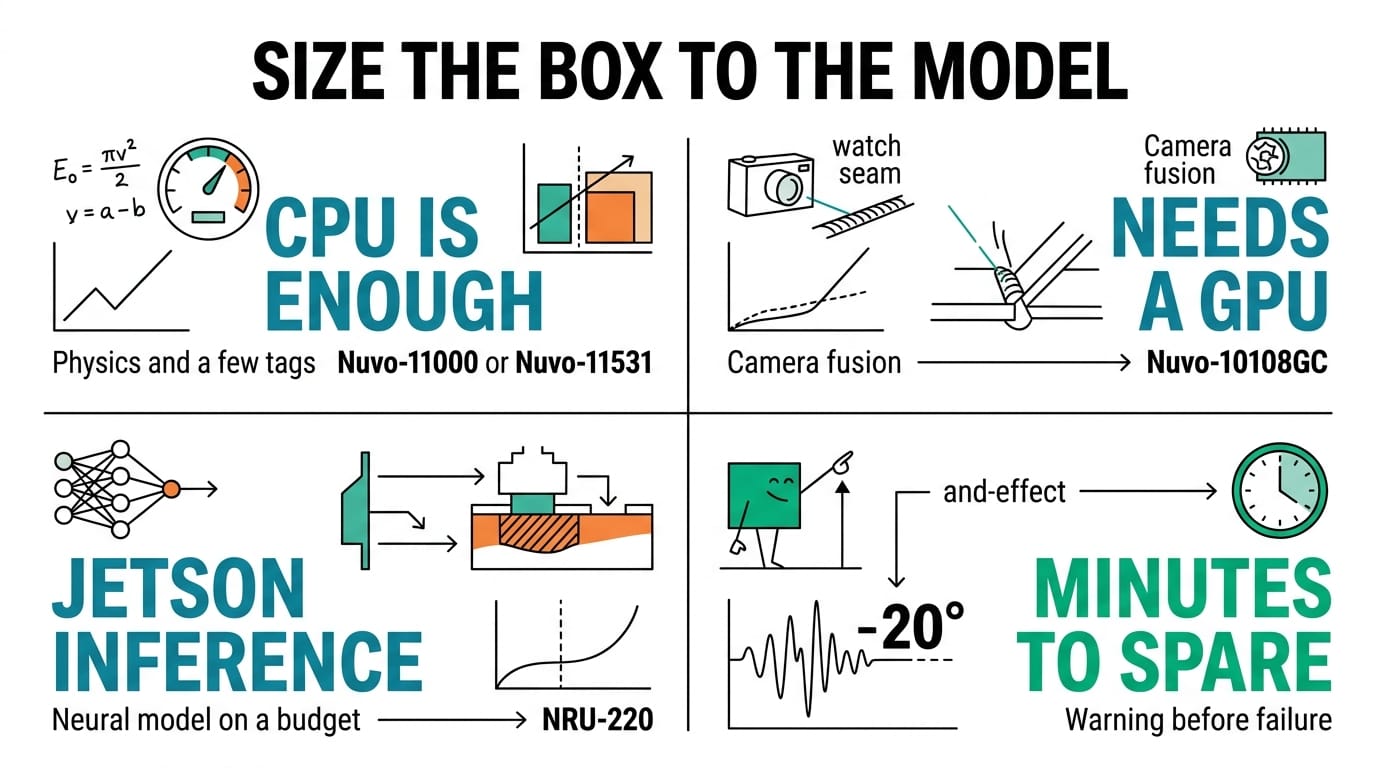 Size the box to the model: CPU, GPU and Jetson tiers for an edge digital twin
