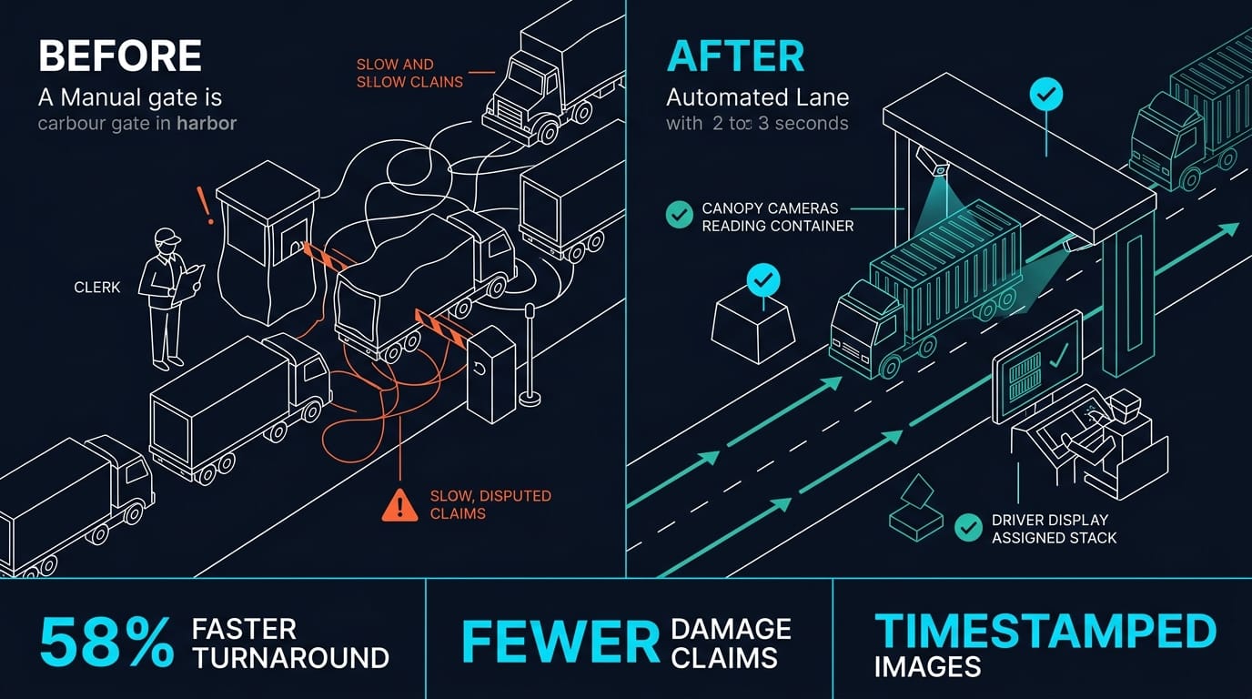 Manual gate versus automated lane: 58% faster turnaround and timestamped images