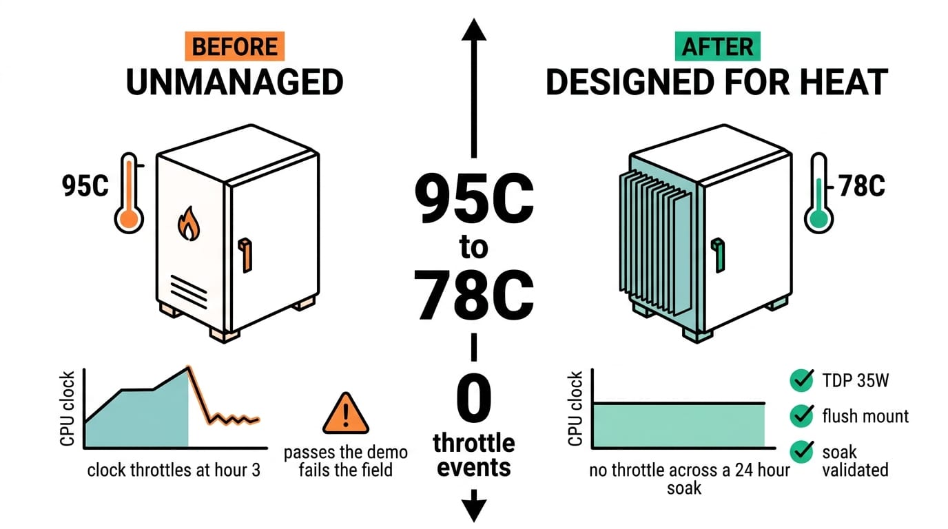 Infographic: unmanaged versus designed-for-heat before and after