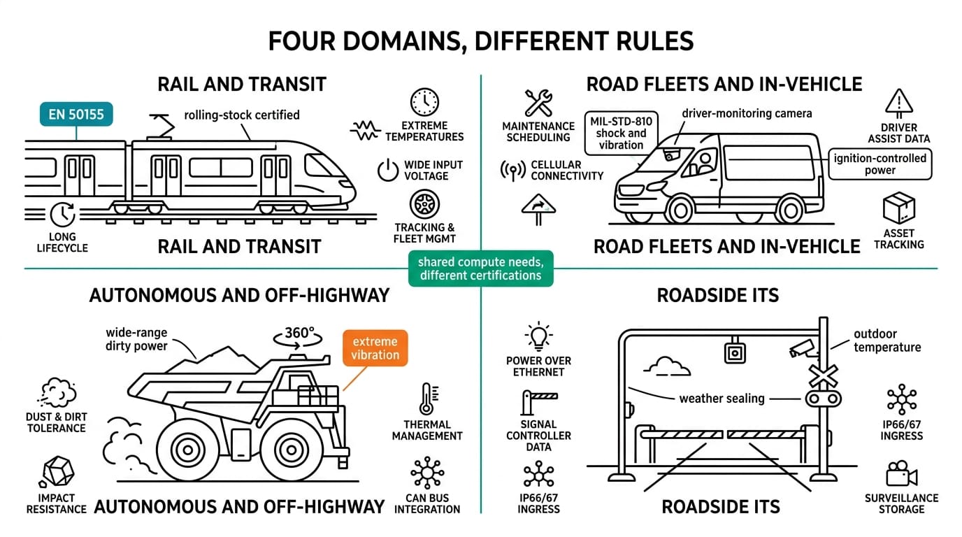Infographic: four transportation domains and their certification rules