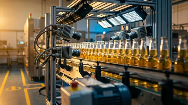 Multi-Camera Vision System Inspects 400 Bottles Per Minute in Harsh Factory Conditions